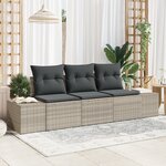 vidaXL Ensemble de Canapé de Jardin de 3 Pièces avec Coussins Gris Clair Rotin Poly