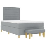 vidaXL Lit à ressorts avec matelas et banc Gris clair 120x200 cm Tissu