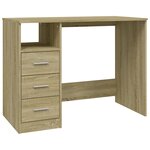 Bureau table poste de travail meuble d'ordinateur informatique étude avec tiroirs chêne sonoma 102 x 50 x 76 cm bois d'ingénierie brun 02_0023468