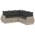 vidaXL Salon de jardin 5 Pièces avec coussins gris clair résine tressée