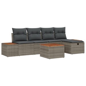 Ensemble de canapé de jardin 6 pièces vidaXL avec coussins gris en poly rattan