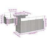 vidaXL Ensemble de Canapés de Jardin 7 Pièces avec Coussins Gris Rattan Poly Acacia