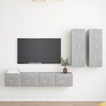 vidaXL Ensemble de meubles TV 4 Pièces Gris béton Bois d'ingénierie
