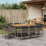 vidaXL Ensemble à manger de jardin 11Pièces avec coussins gris poly rotin