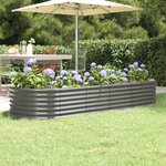 vidaXL Lit surélevé de jardin Acier enduit de poudre 224x80x36 cm gris