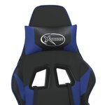 vidaXL Chaise de jeu de massage et repose-pied Noir et bleu Similicuir