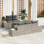 vidaXL Ensemble de canapé de jardin 6 pièces avec coussins gris clair en poly rattan