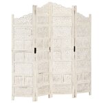 vidaXL Cloison de séparation 4 panneaux Blanc 160x165 cm Bois manguier