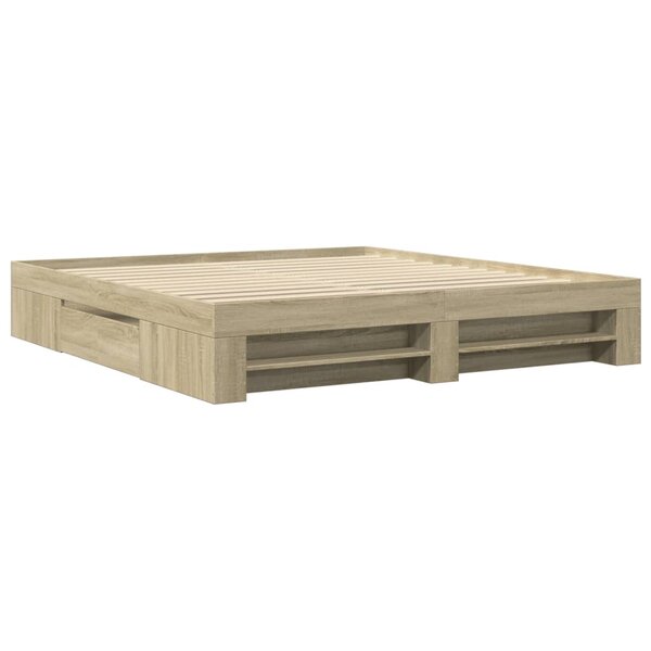 vidaXL Cadre de lit chêne sonoma 200x200 cm bois d'ingénierie