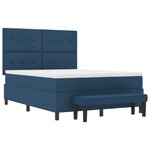 vidaXL Lit à ressorts avec matelas et banc bleu 140x200 cm en tissu