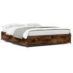 vidaXL Cadre de lit chêne fumé 140x190 cm bois d'ingénierie et métal