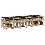vidaXL Ensemble à manger de jardin et coussins 17 Pièces mélange beige