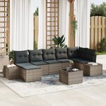vidaXL Ensemble de canapé de jardin de 7 pièces avec coussins gris en rattan synthétique