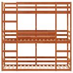 vidaXL Lit superposé triple marron cire 75x190 cm bois de pin massif