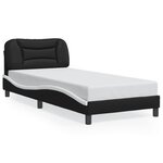 vidaXL Cadre de lit avec tête de lit noir et blanc 90x200cm similicuir