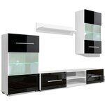 Meuble TV à vitrine murale avec lumière LED 4 Pièces Noir