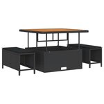 Ensemble de 8 Pièces de Canapé de Jardin Avec Coussins Noir Rotin Synthétique Acacia