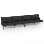 Salon de jardin meuble d'extérieur ensemble de mobilier 4 pièces avec coussins résine tressée gris foncé 02_0016186
