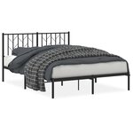 vidaXL Cadre de lit métal avec tête de lit noir 135x190 cm