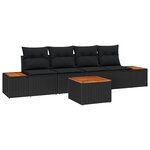 Ensemble de canapés de jardin vidaXL 5 pièces avec coussins en rotin noir poly