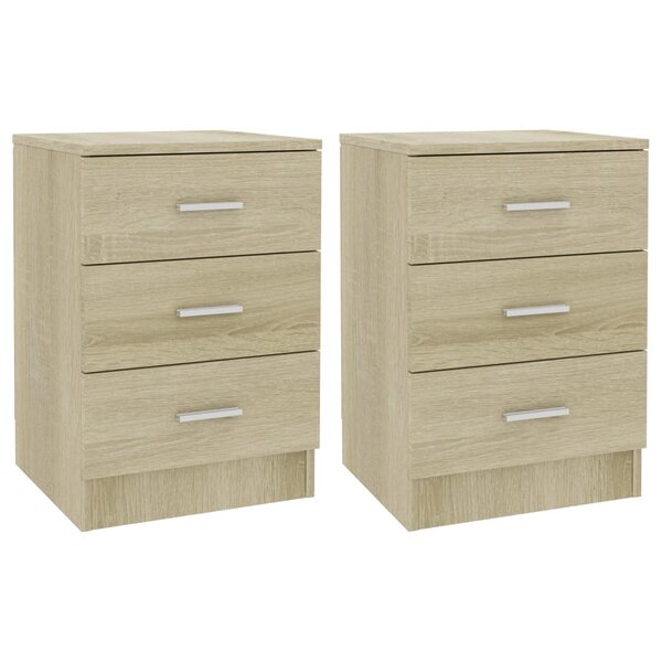 vidaXL Tables de chevet 2Pièces chêne sonoma 38x35x56cm bois d'ingénierie