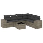 vidaXL Salon de jardin avec coussins 7 Pièces gris résine tressée