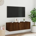vidaXL Meuble TV mural avec lumières LED chêne marron 100x35x31 cm