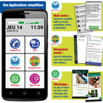 Le smart Initial 6,5p 64 giga avec pochette, coque et vitre protection. smartphone senior pour DEBUTER