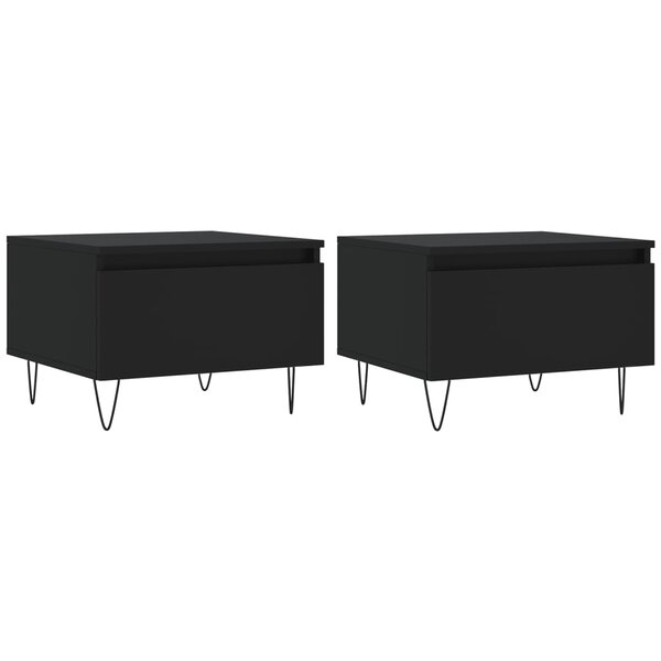 vidaXL Tables basses 2 Pièces noir 50x46x35 cm bois d'ingénierie