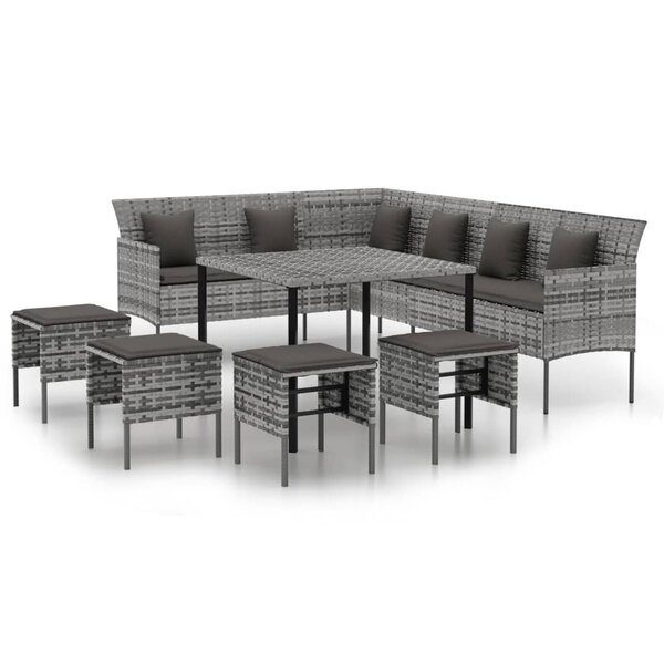 vidaXL Ensemble à manger jardin 6Pièces et coussins gris résine tressée