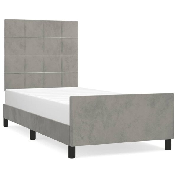 vidaXL Cadre de lit avec tête de lit Gris clair 90x190 cm Velours