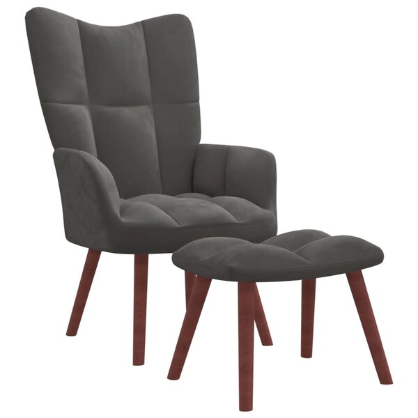 vidaXL Chaise de relaxation avec repose-pied Gris foncé Velours