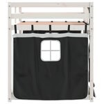 vidaXL Lit superposé avec rideaux blanc/noir 80x200 cm bois pin massif