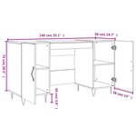 vidaXL Bureau gris béton 140x50x75 cm bois d'ingénierie