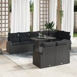 vidaXL Ensemble de Canapés de Jardin 9 Pièces avec Coussins Noir Rotin Polyéthylène
