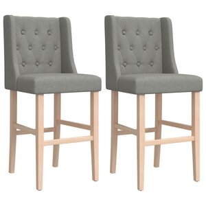vidaXL Chaises de bar lot de 2 bois massif d'hévéa et tissu