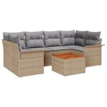 vidaXL Ensemble de canapé de jardin 7 pièces avec coussins beige en rattan poly et acacia