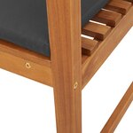 Chaises de jardin sans accoudoirs avec coussins - 2 Pièces en bois d'acacia
