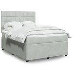 vidaXL Sommier à lattes de lit et matelas Gris clair 140x200cm Velours