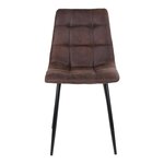 2 chaises de salle à manger en microfibre marron foncé avec pieds noirs