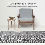 Tapis extérieur terrasse réversible - Tapis de jardin imperméable résistant UV - Géométrique - Noir - 119x186 cm - HOMESCAPES