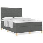 vidaXL Lit Tapissier avec Matelas Gris Foncé 140x200 cm Tissu