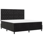Lit à ressorts avec matelas vidaXL Noir Super King Velours