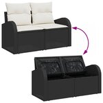 Ensemble de canapé de jardin de 8 pièces vidaXL avec coussins en poly rattan noir et acacia