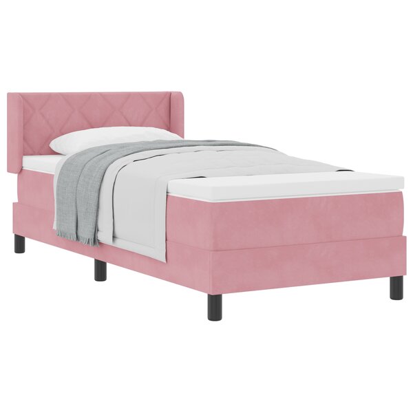 Lit Box Spring vidaXL avec Matelas Rose 90x190 cm Velours