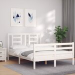 vidaXL Cadre de lit sans matelas blanc 140x190 cm bois massif