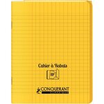 Cahier 96 pages seyès 90 g avec couverture polypropylène jaune 3 rabats  format 17 x 22 cm CONQUERANT