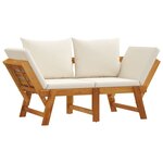 vidaXL Banc de jardin avec coussins 2 en 1 bois d'acacia massif