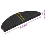 vidaXL Tapis d'escalier autocollants 15 Pièces 65x22 5x3 5 cm Noir