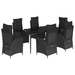 vidaXL Ensemble à manger de jardin coussins 7Pièces Noir Résine tressée